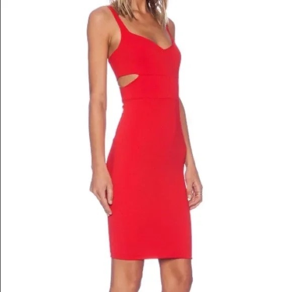JAYGODFREY Dresses & Skirts - Jay Godfrey Red Cutout Midi Dress Size 4